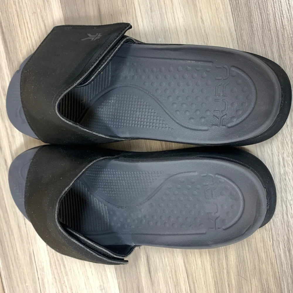 Kuru Slides Men 13 Black Gray Beach Walking Outdoor Slip On Sandals Ortho Beach